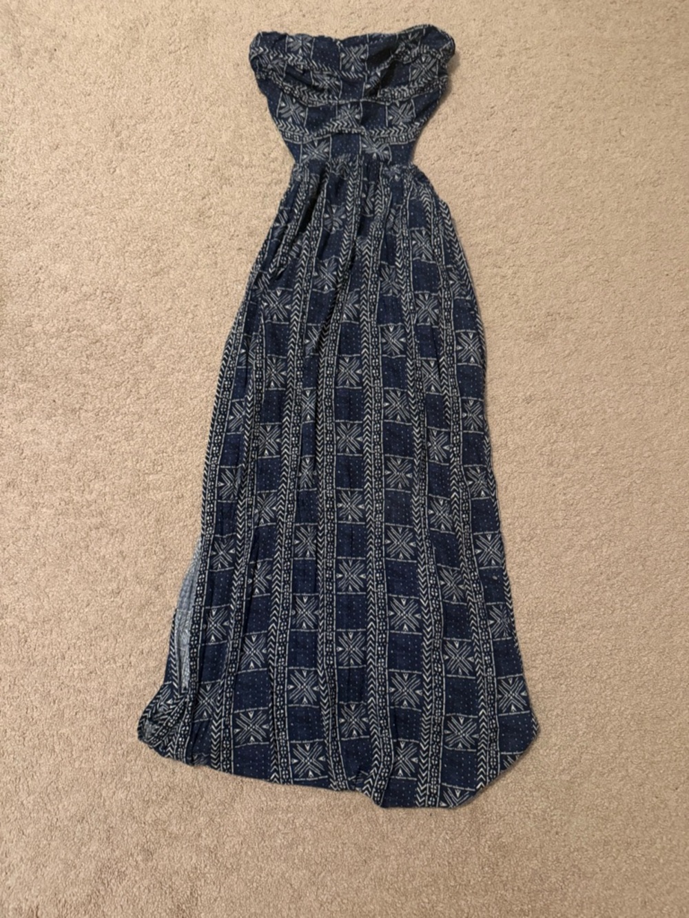 Free People Navy and White Patterned Maxi Dress